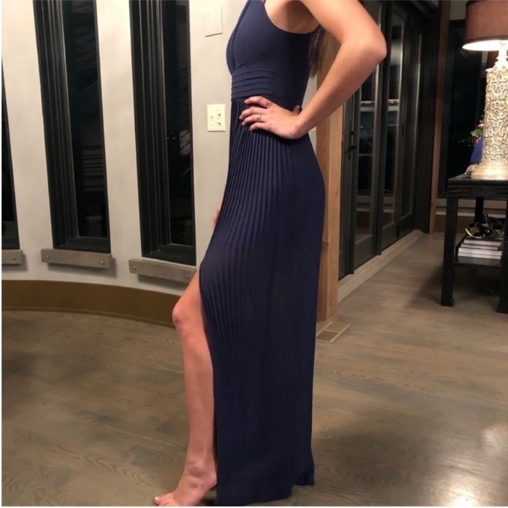 BCBGeneration Lace & Pleat Maxi Chiffon Dress with Front Split. 6. NWT. $178! - Picture 9 of 16